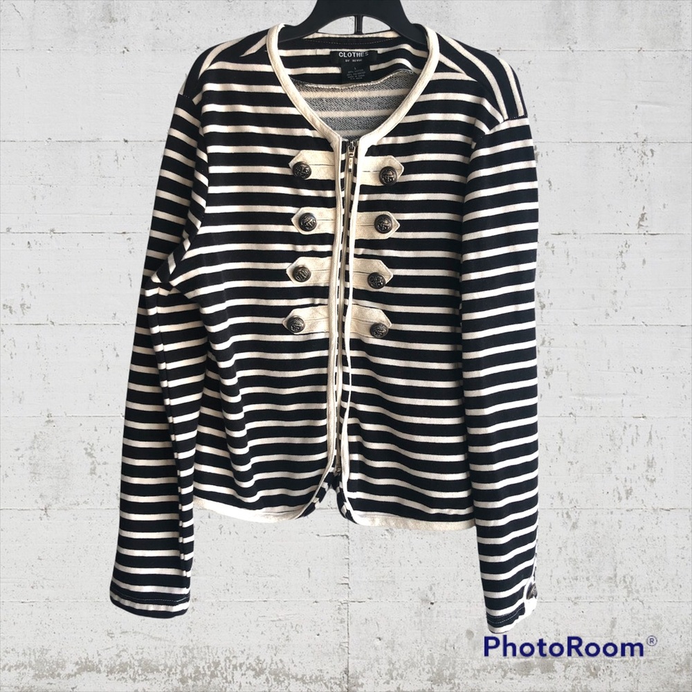 Clothes by Revue Striped Zip Sweater Jacket L